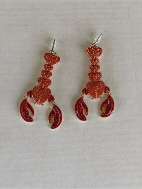 Source Unknown Red Heart Dangle Earrings with Sparkle Accents